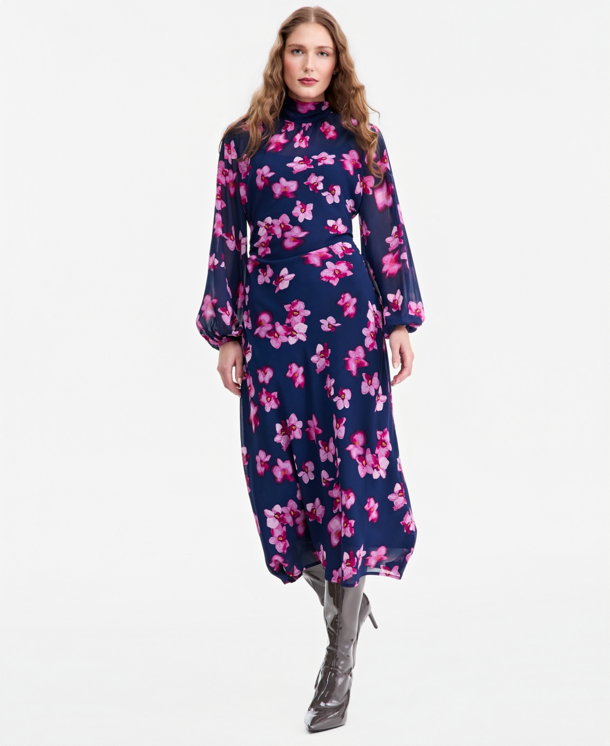 Jonathan Cohen X Macy's Women's Floral A-Line Mock Neck Midi Dress, Exclusive