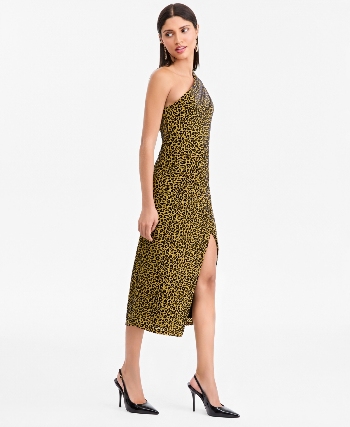 Lapointe X Macy's Women's Leopard-Print Body-Con One-Shoulder Dress, Exclusive