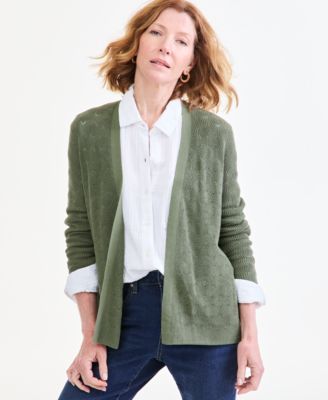 Women's Textured Open-Front Cardigan