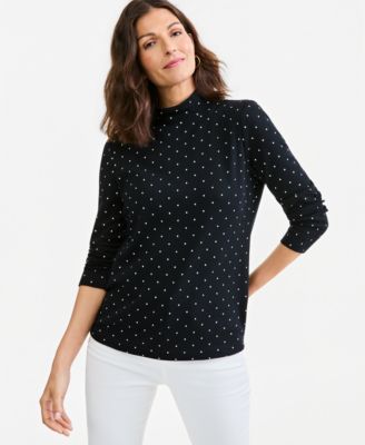 Women's Mock Micro Polka Long Sleeve T-Shirt