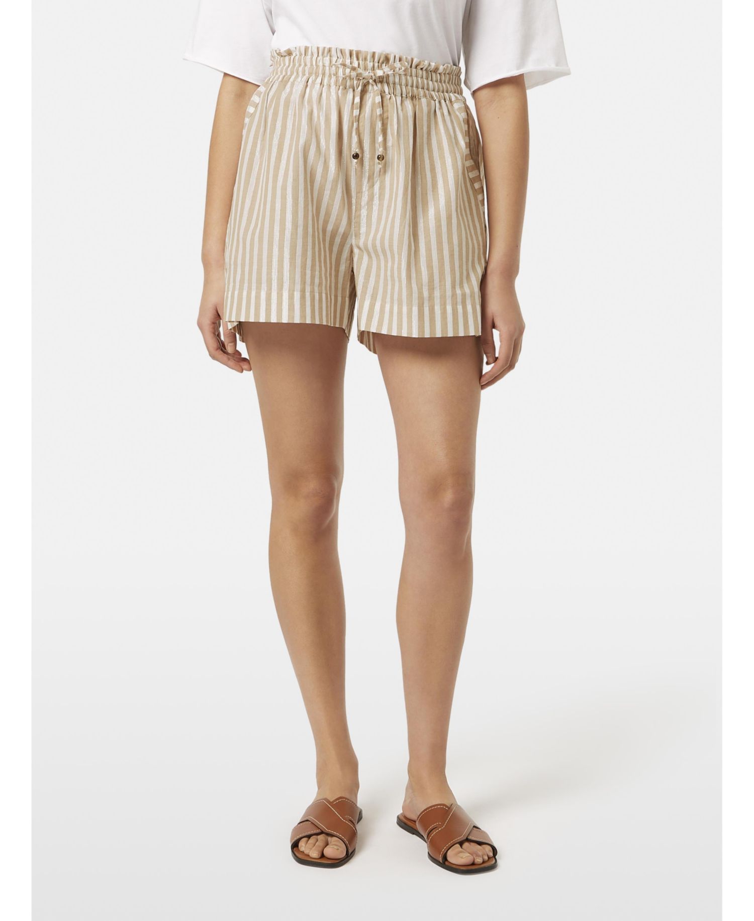 Women's High Rise Lurex Stripe Printed Short