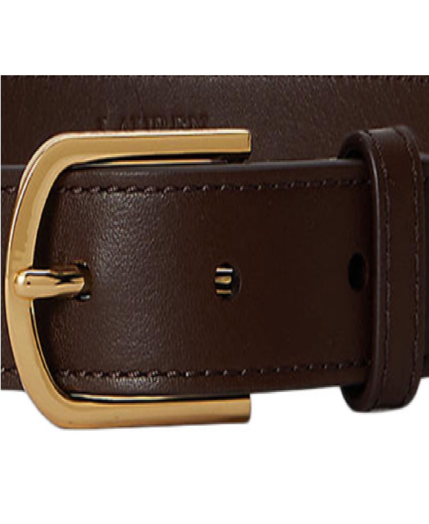 Rounded Buckle Leather Skinny Belt