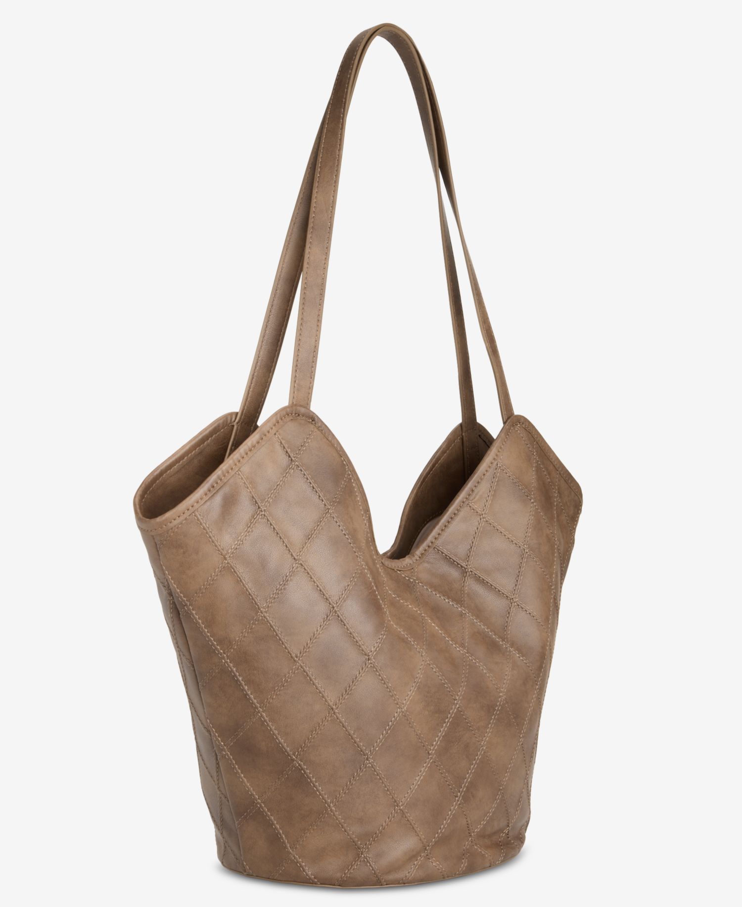 Diamond Quilted V-Shaped Tote Bag