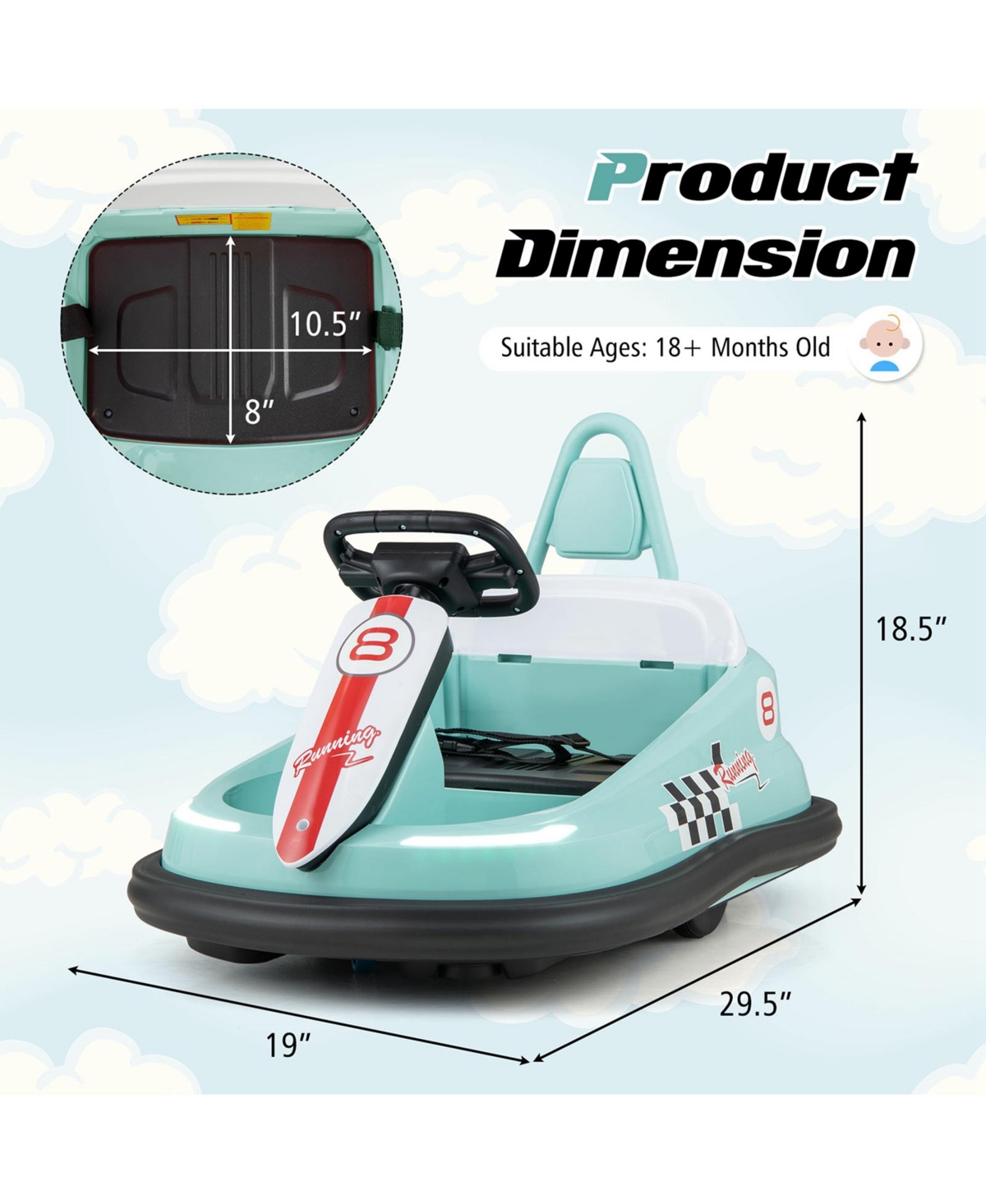 6V Electric Kids Ride-on Bumper Car with 360° Spinning Dual Motors 2 Speeds