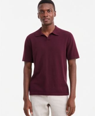 Men's Cotton-Blend Johnny-Collar Polo Sweater