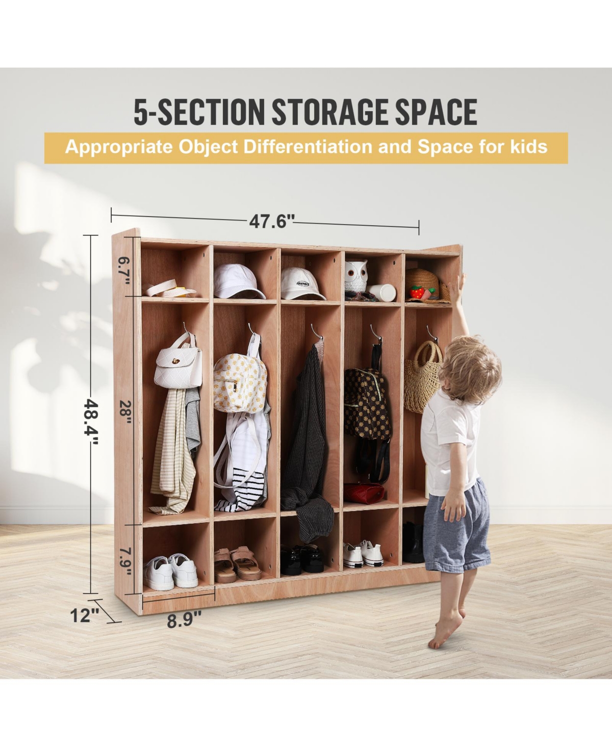 homfan 15-Cube Storage Cabinet for Bedroom and Closet with 5 Large and 10 Small Compartments, Engineered Wood