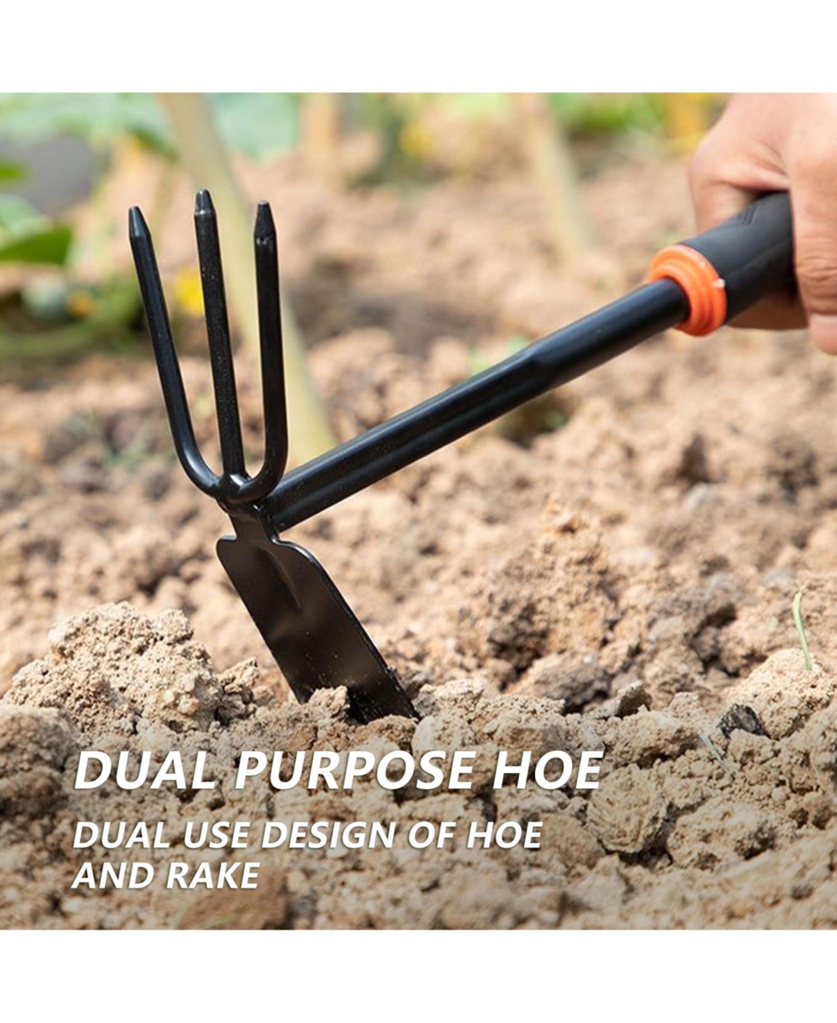 Xdovet Garden Tool Set 4 Pieces Shovels Rake Cultivator Rust-resistant Iron Rubber Grip