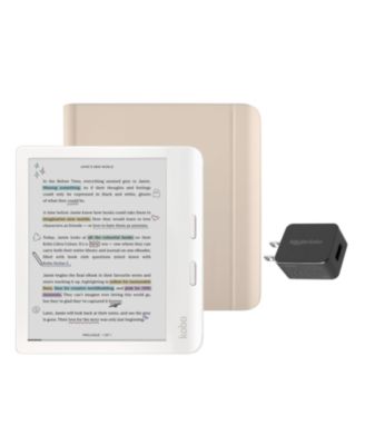 eReader with Sand Notebook SleepCover Case and AC Bundle