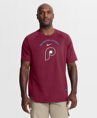 Men's Burgundy Philadelphia Phillies Authentic Collection Batting Practice Pre-Game Raglan Dri-FIT T-Shirt