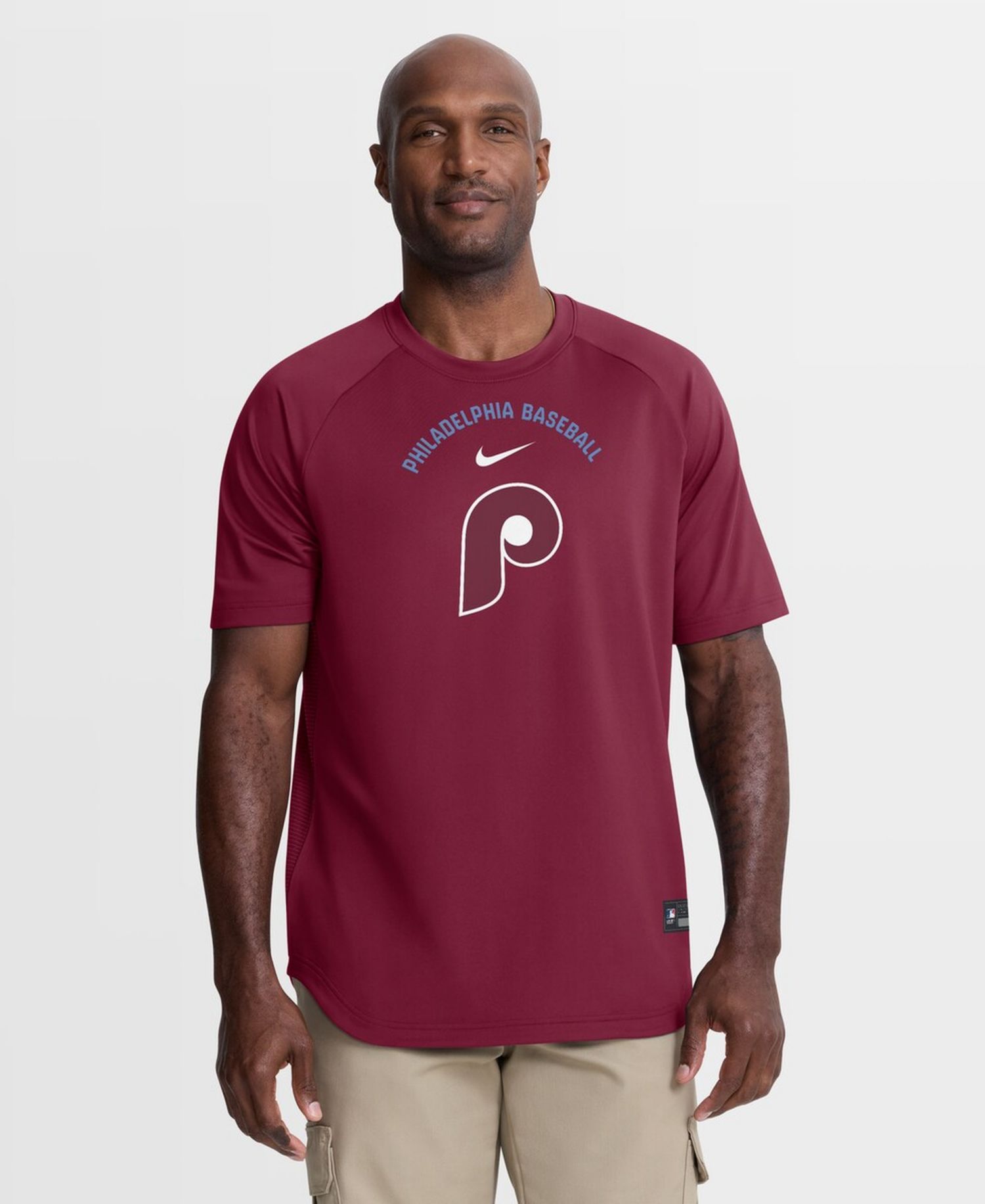 Men's Burgundy Philadelphia Phillies Authentic Collection Batting Practice Pre-Game Raglan Dri-FIT T-Shirt