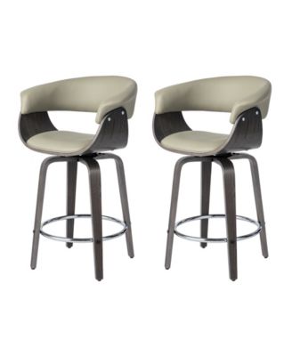 Mid-century Modern Leatherette Swivel Counter Stool, Set of 2