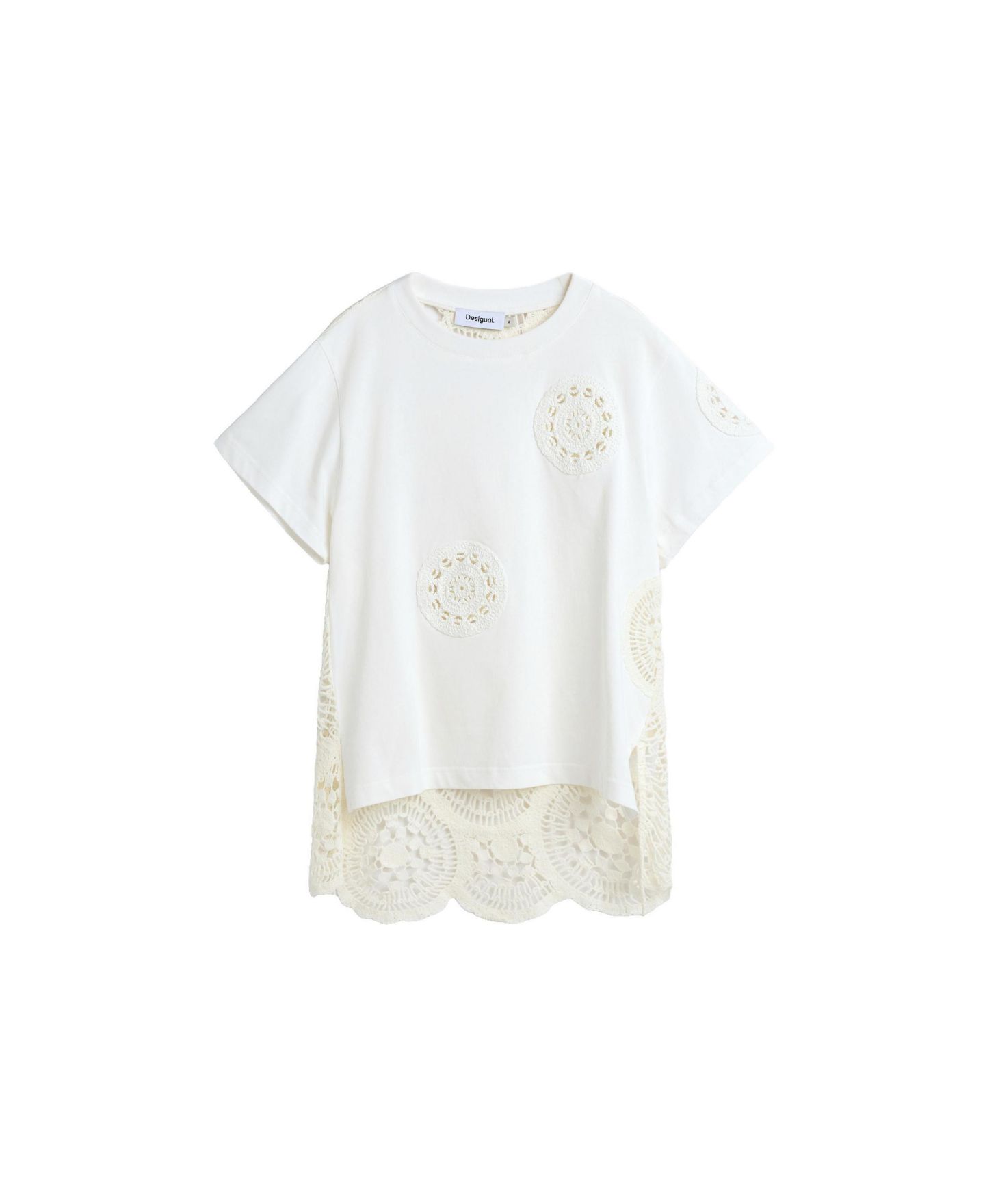 Женская футболка Desigual Embroidered, цвет: Молочный белый — фото 5