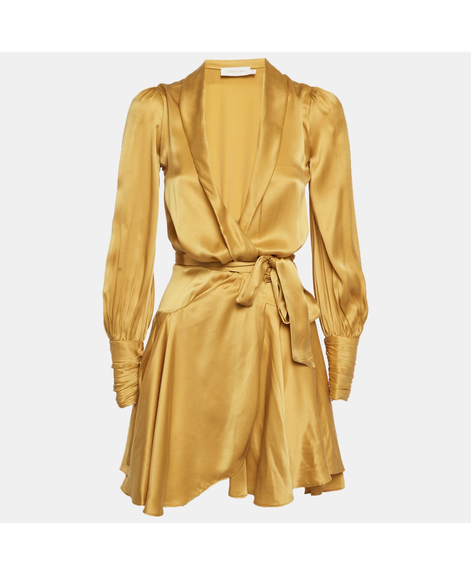 Women's Silk Wrap Ruffle Mini Dress