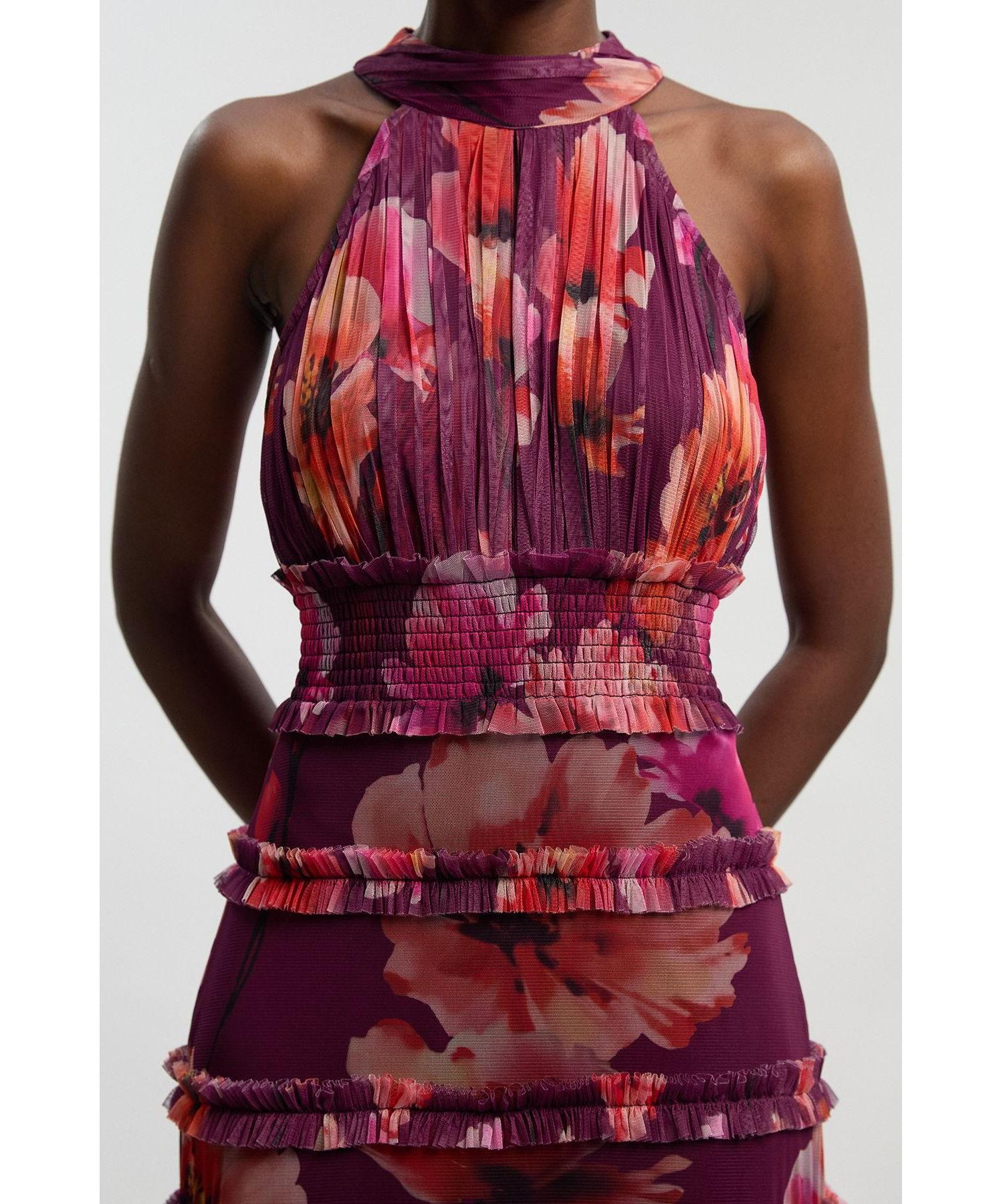 Women's Floral Tulle Maxi Dress