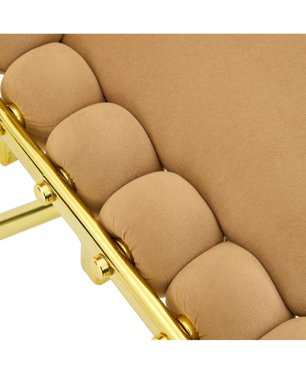 Streamdale Furniture Tufted Ball Backrest Swivel Chair with Gold Metal Legs