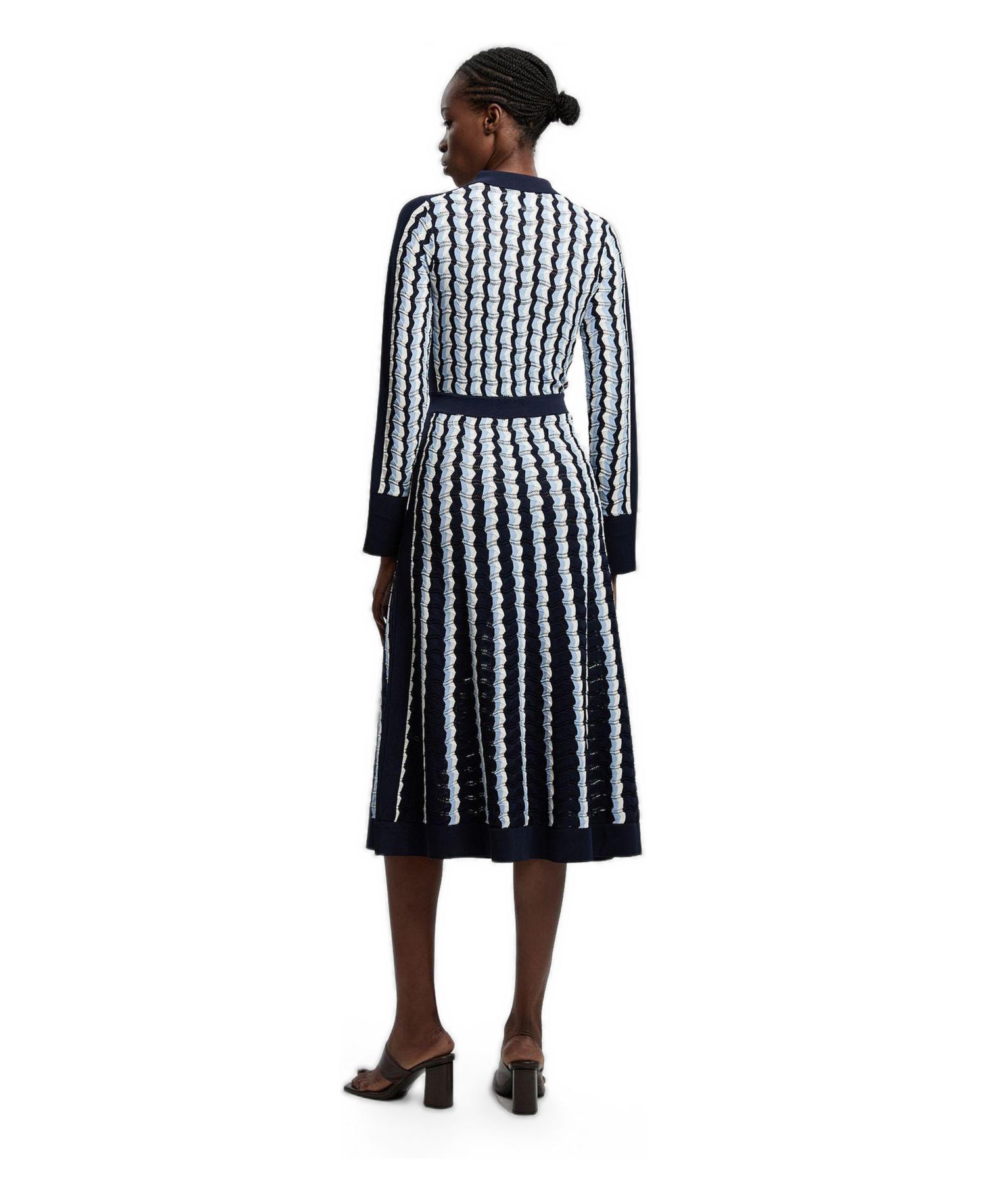 Women's Pointelle Collared Midi Dress