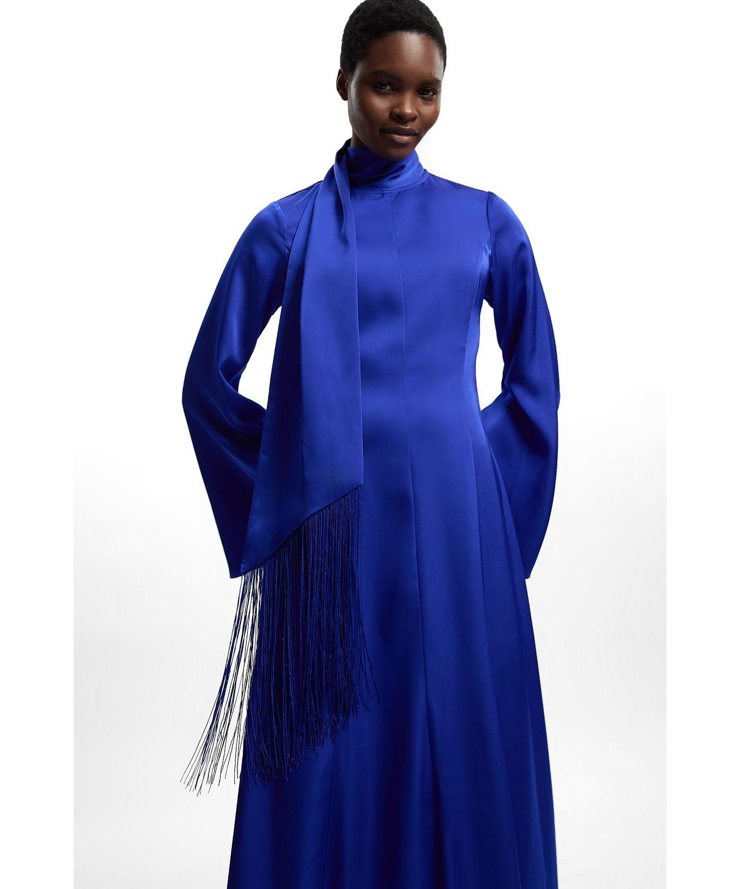 Women's High Neck Long Sleeve Maxi Dress