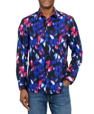Men's Regular Fit 4-Way Stretch Performance Long Sleeve Button Down