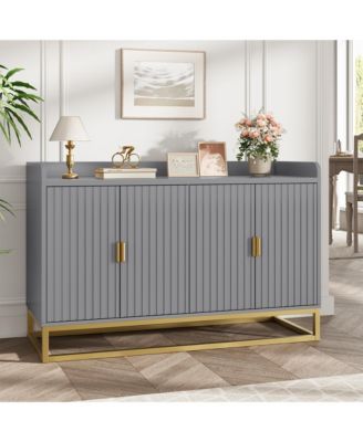 Fluted Sideboard with Storage Buffet Cabinet with Adjustable Shelves for Living Room Kitchen Entryway