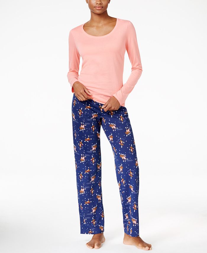 Jenni By Jennifer Moore Knit Top And Printed Pants Pajama Set Created For Macys Macys