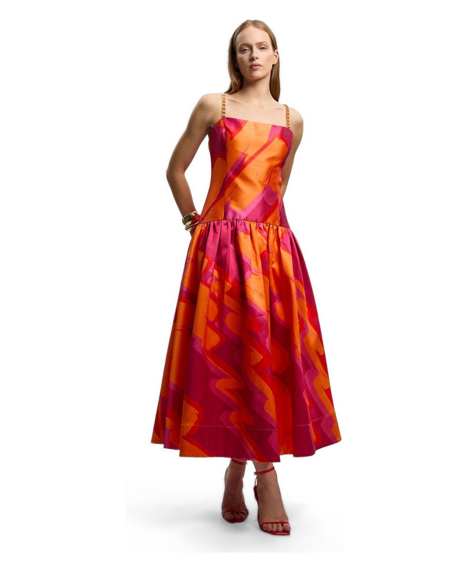 Women's Abstract Strappy Maxi Dress