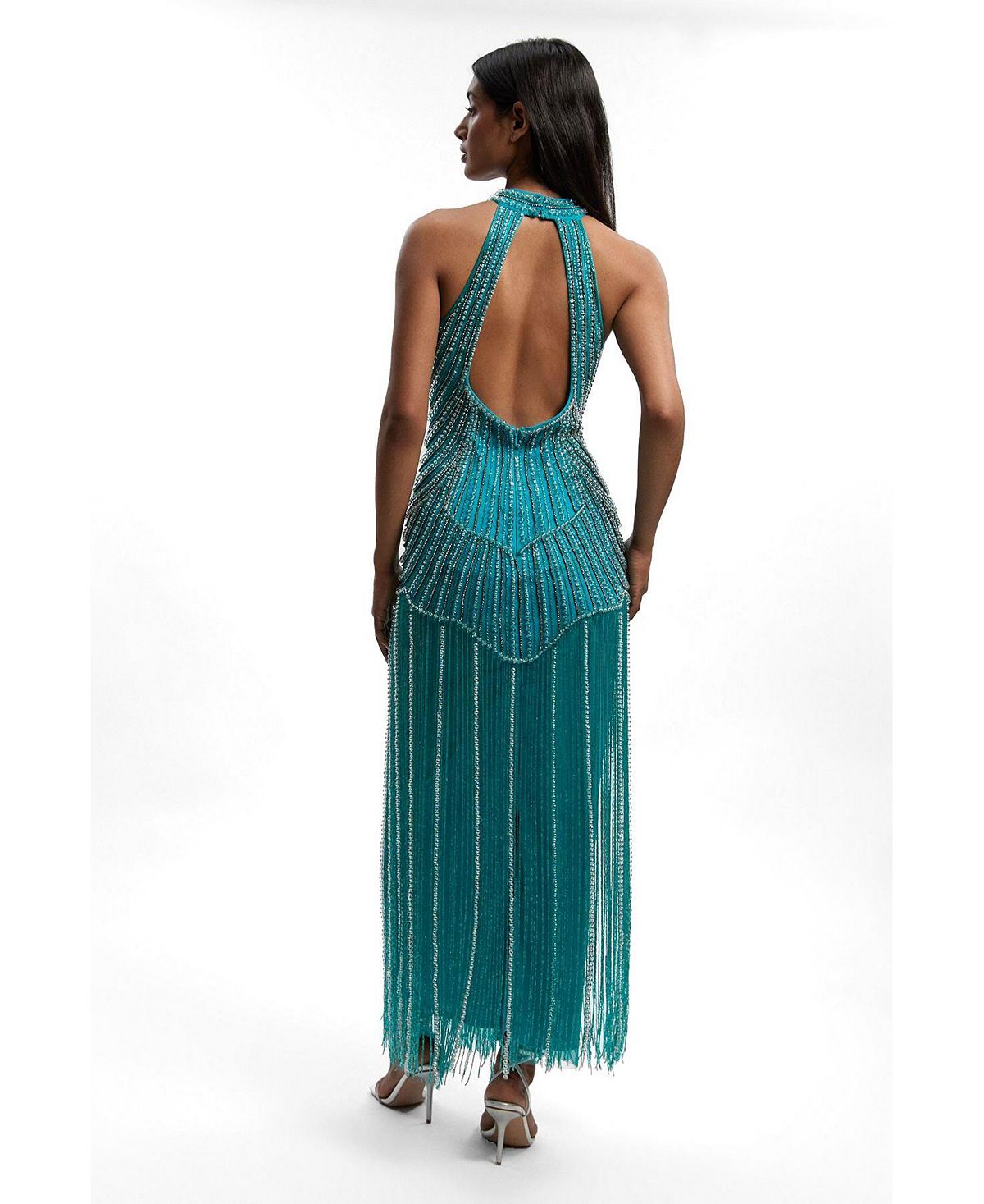 Karen Millen Women's Crystal Fringe Maxi Dress view 3 — MAYCSS fashion products