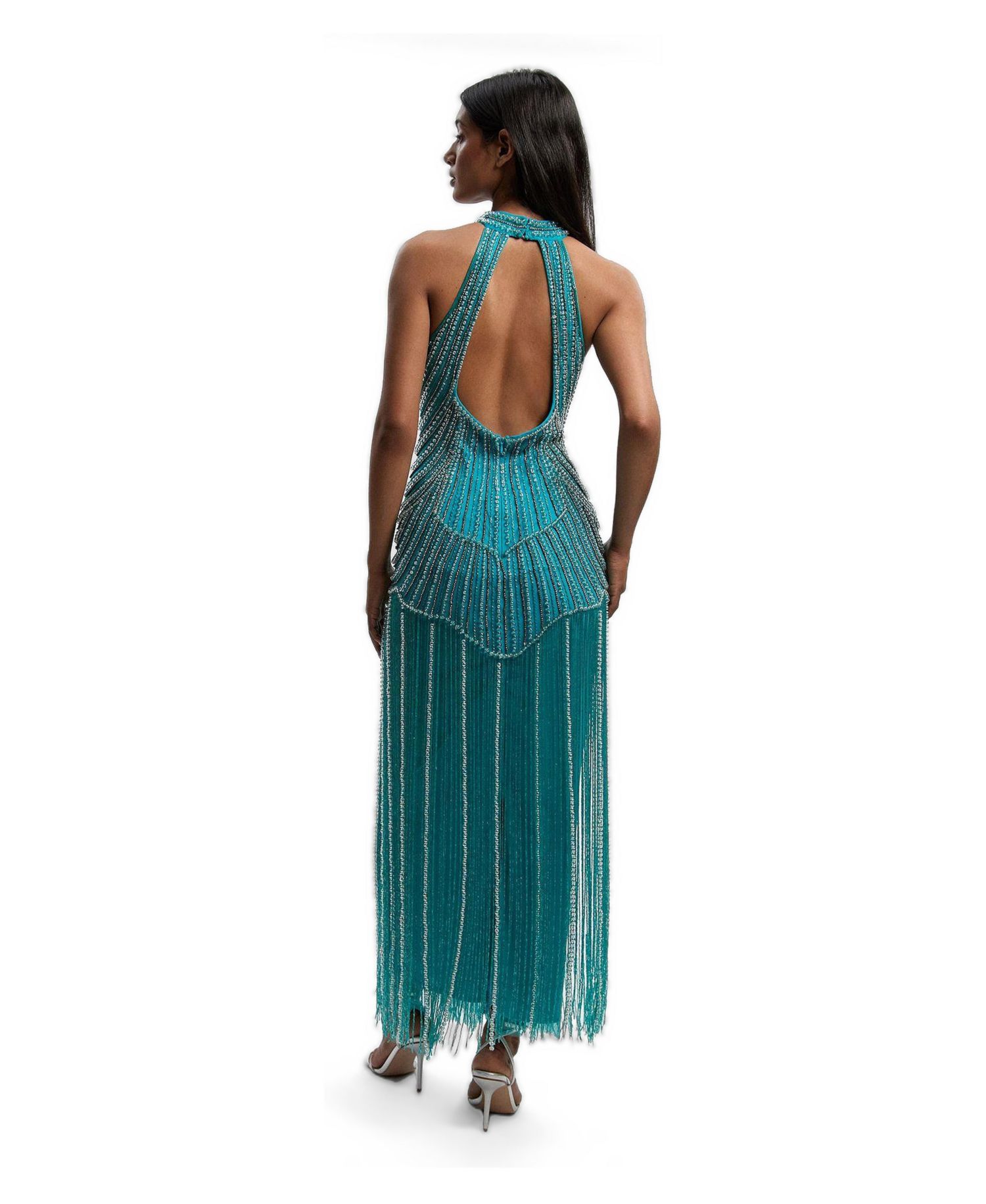 Women's Crystal Fringe Maxi Dress