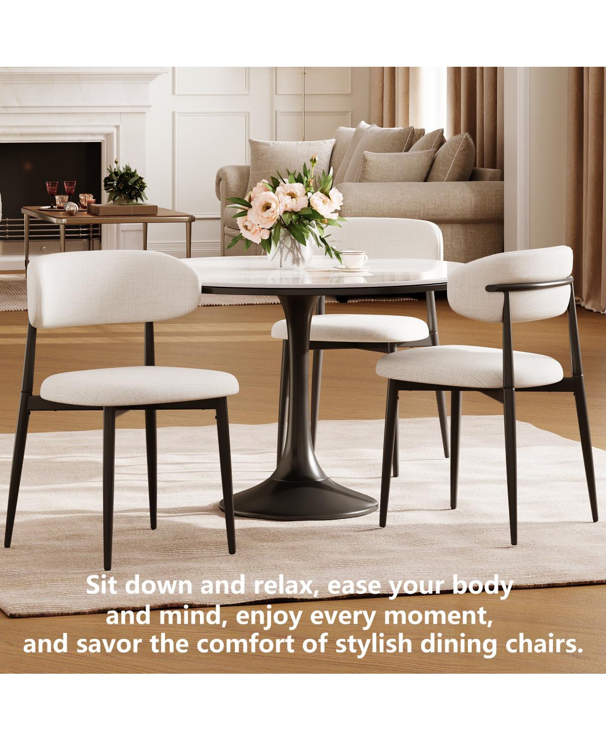 Streamdale Furniture Set of 4 Modern Upholstered Metal Dining Chairs