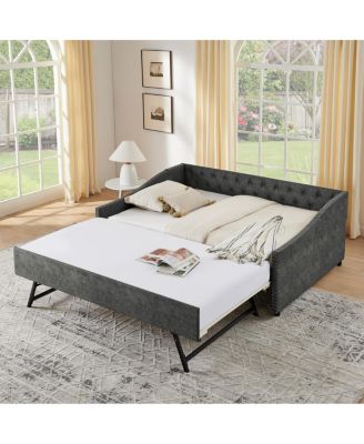 Daybed with Pull-out USB Charging and Button-Tufted Arms