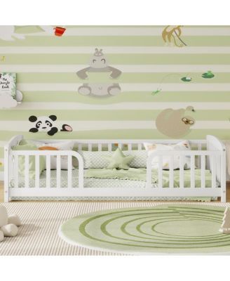 Twin Size Floor Fence Bed with Guardrails