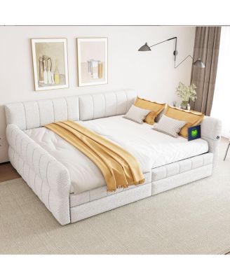 Upholstered Platform Bed with USB and 2 Drawers
