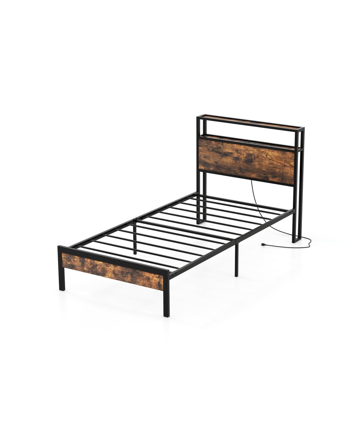 Gouun Bed Frame with Storage Headboard and Charging Station