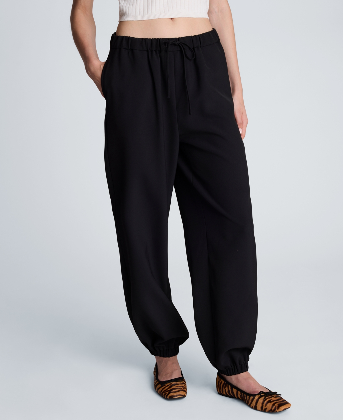 Kenneth Cole Women's Vision Twill Drawstring Jogger Pants