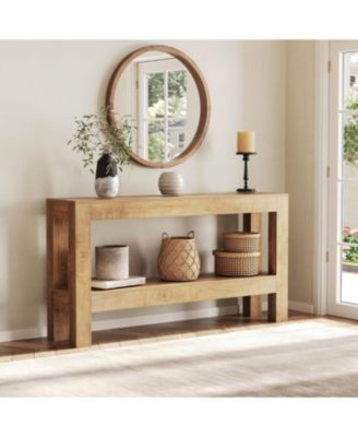 63-Inch Wood Entryway Table, Long Farmhouse Narrow Console Table for Living Room
