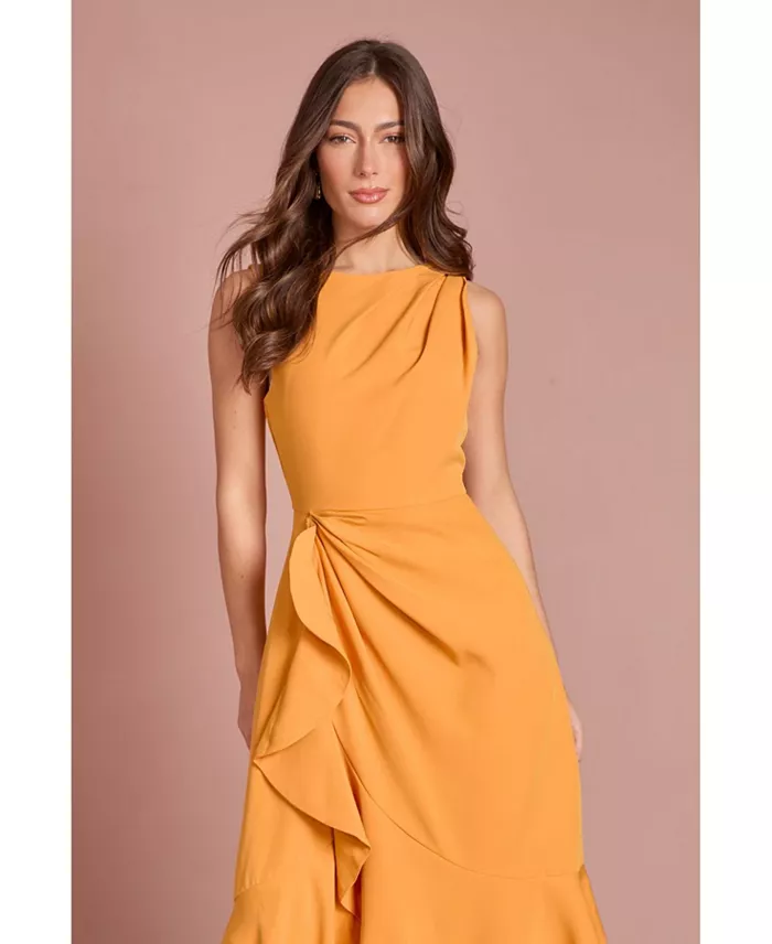 Women's Crepe Ruffle Low Back Dress - thumbnail 4