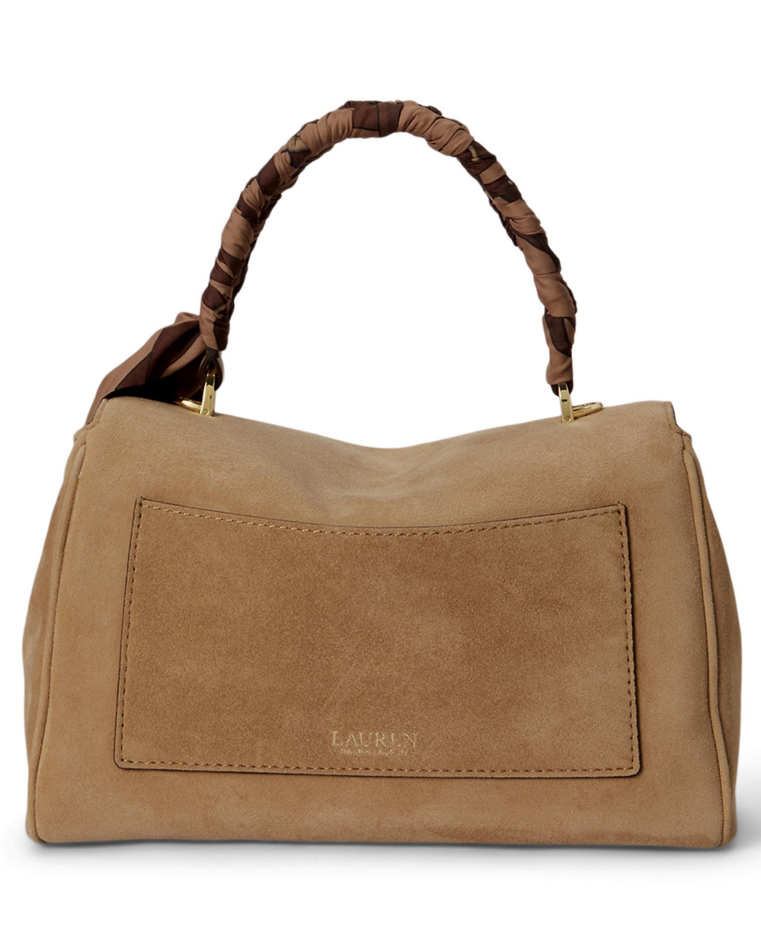 Farrah Suede Scarf Trim Small Soft Satchel Bag