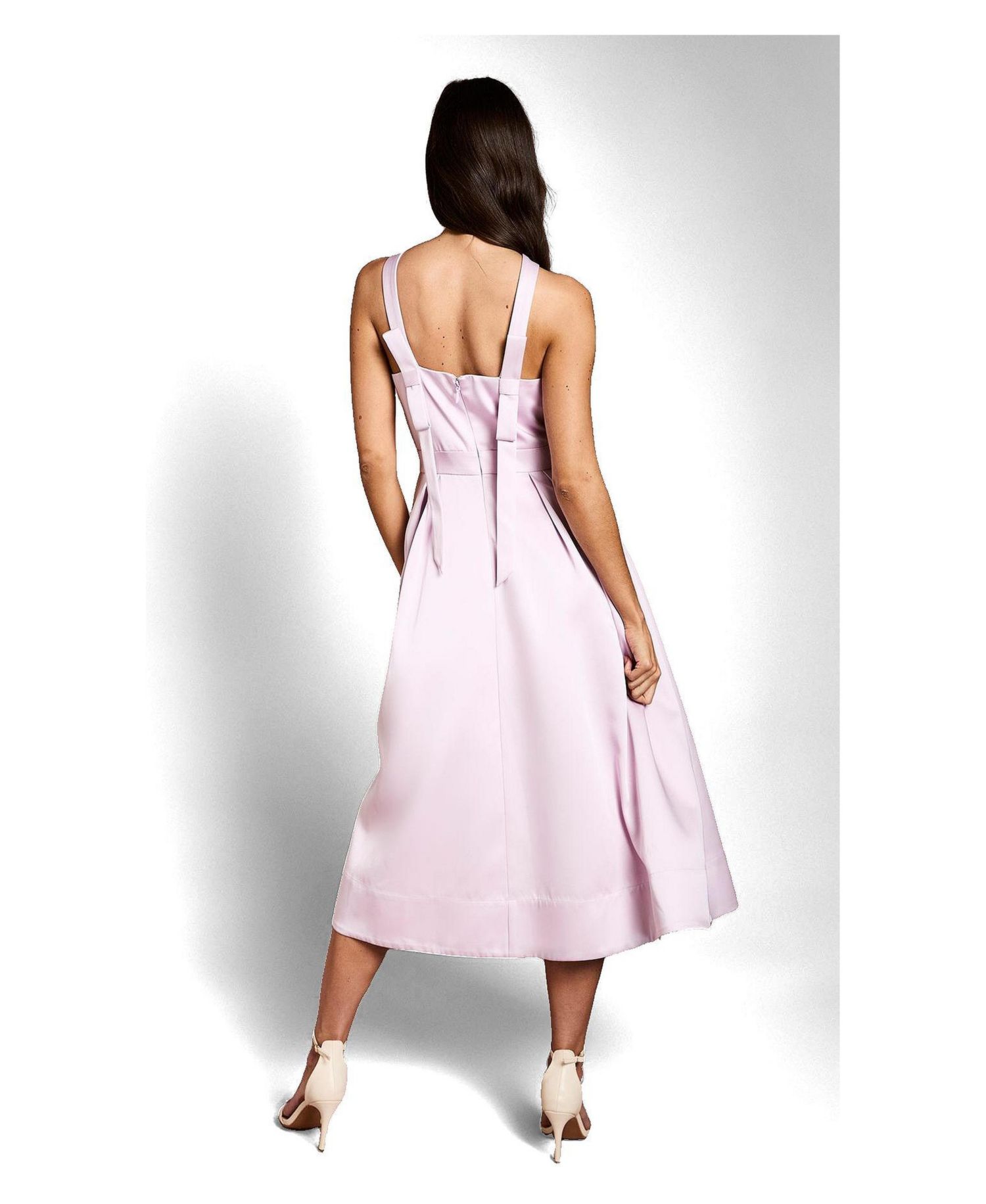 Women's Fit and Flare Square Neck Midi Dress