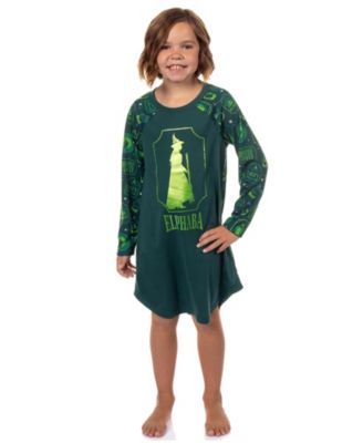 Girls' 4-16 Kids Elphaba Destined to Fly Nightgown Silhouette Long-Sleeve Raglan Soft Fleece Gown