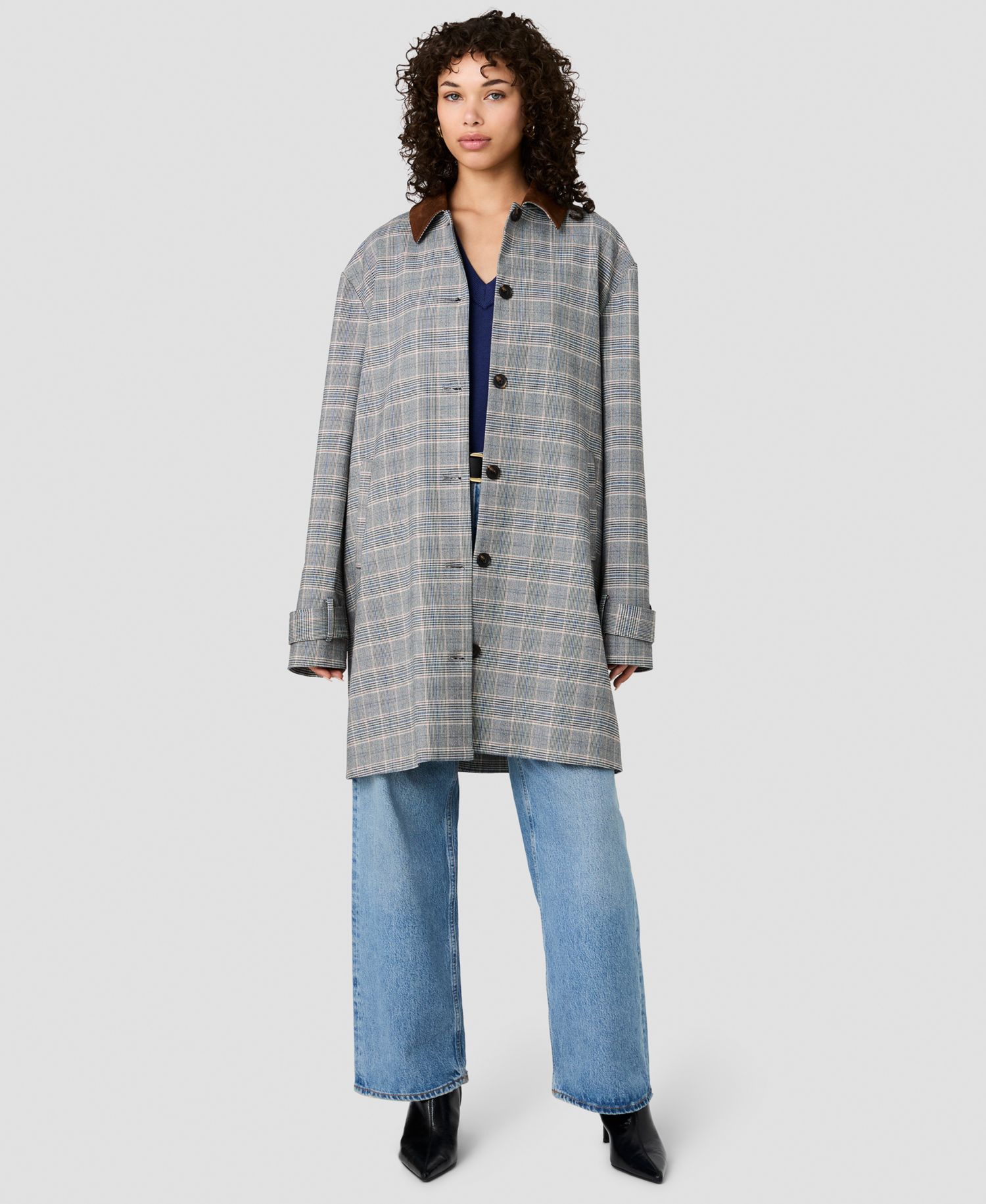 Women's Collared Relaxed Oversized Midi Jacket