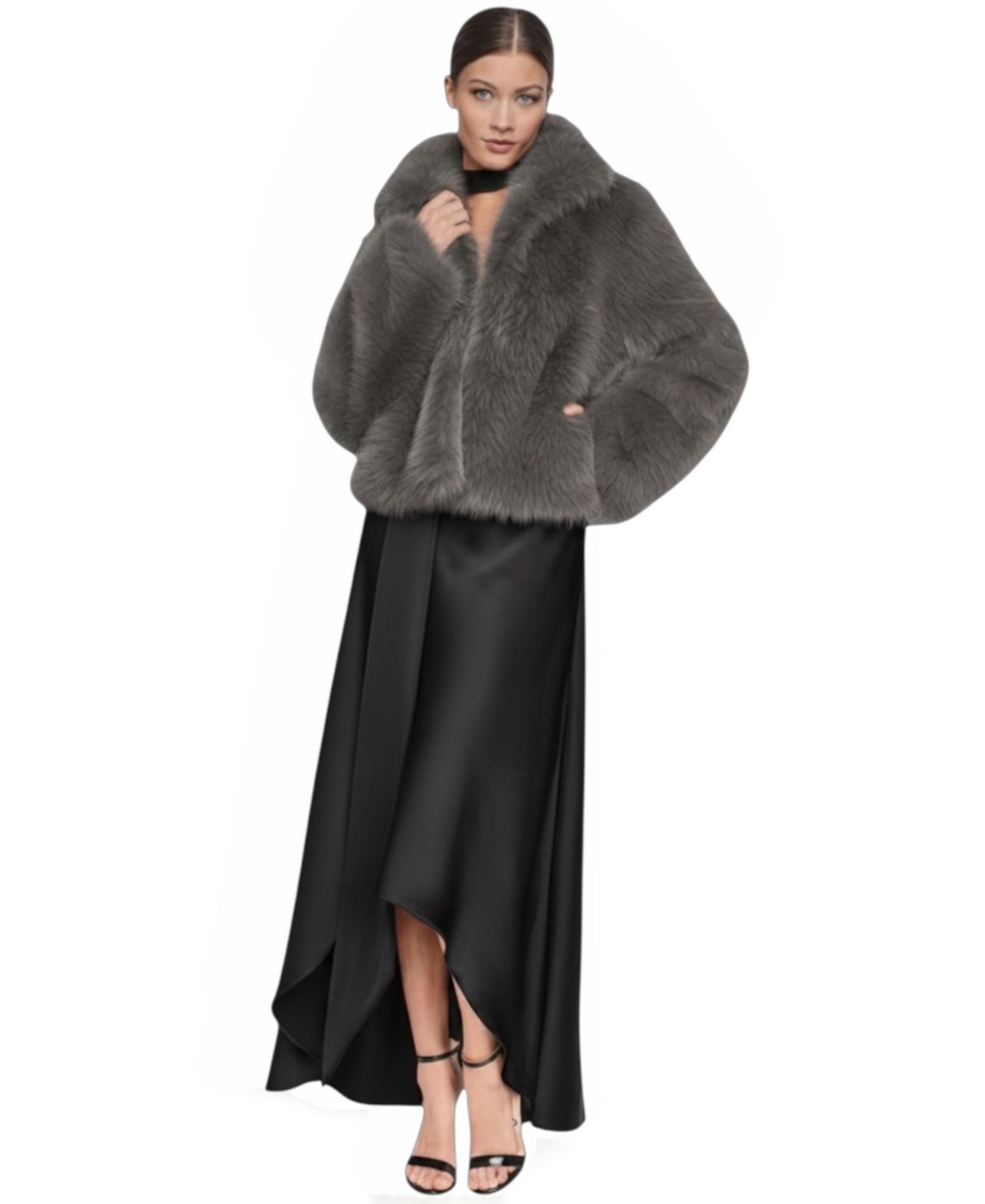Women's Short Notch Collar Faux Fur Coat