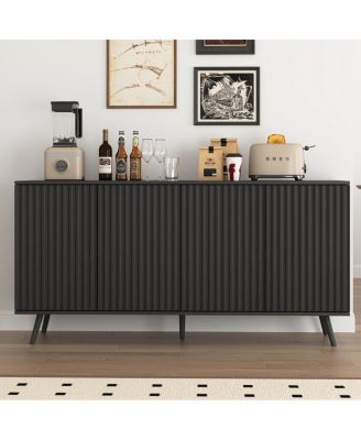 4-Door Wood Sideboard Buffet Cabinet with Adjustable Shelves
