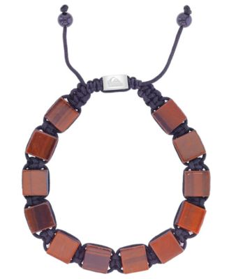 Men's Platinum-Plated Steel Red Tiger Eye Adjustable Bracelet