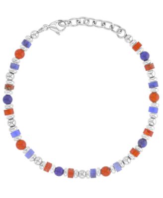 Men's Platinum-Plated Aventurine Marble Bracelet