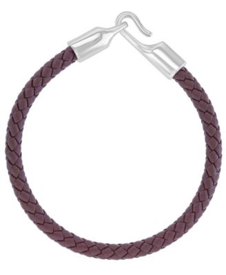 Quiksilver Mens Platinum-Plated Steel Hook Leather Bracelet - PlatinumBrown 75$