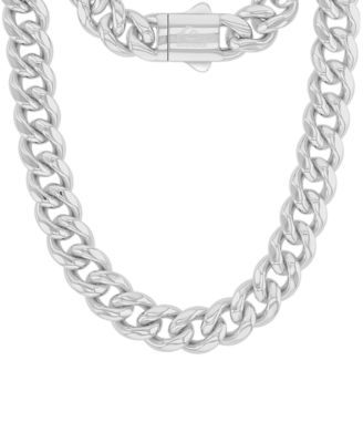 Men's Platinum-Plated Steel Miami Cuban Chain Necklace