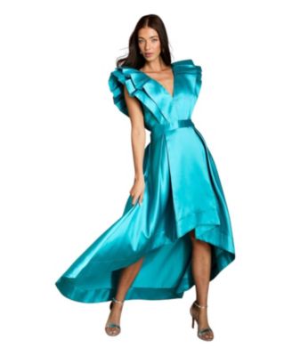 Women's V-Neck High Low Midi Dress