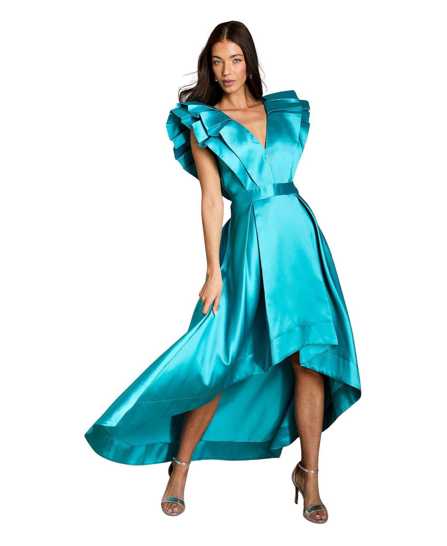 Women's V-Neck High Low Midi Dress