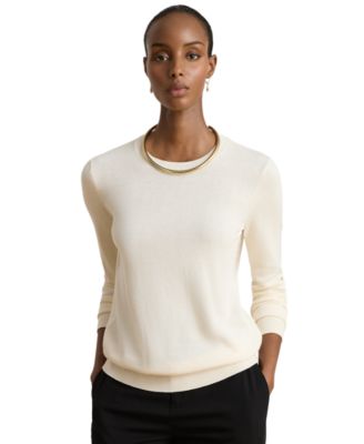 Petite Long-Sleeve Crewneck Sweater
