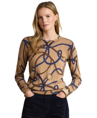Petite Belting-Print Cotton-Modal Sweater