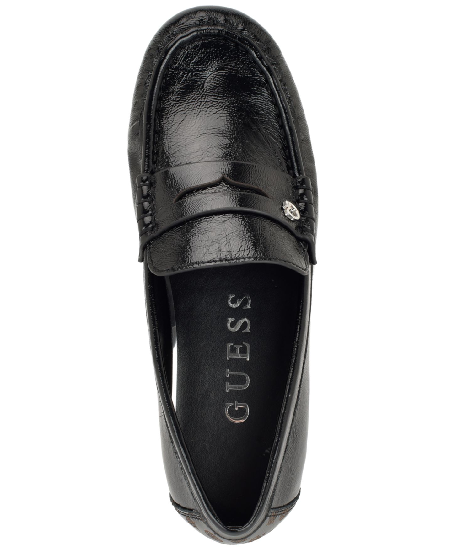 Женские туфли GUESS Raivoo Almond Toe Slip-On Penny, цвет: Чёрная лаковая кожа — фото 4